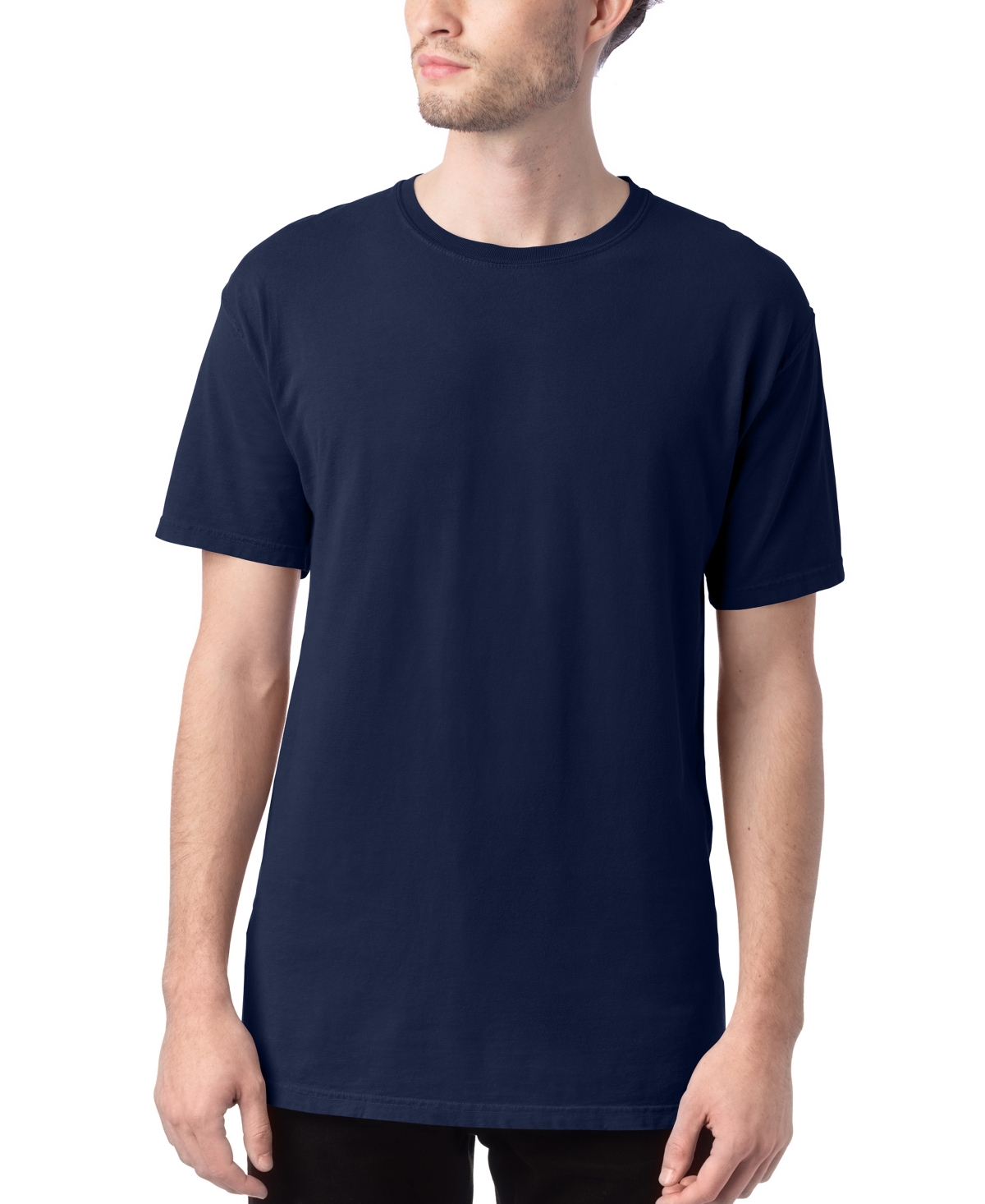Hanes Unisex Garment Dyed Cotton T-shirt In Blue