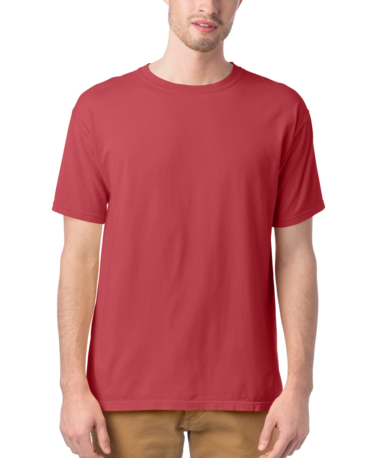 Hanes Unisex Garment Dyed Cotton T-shirt In Red