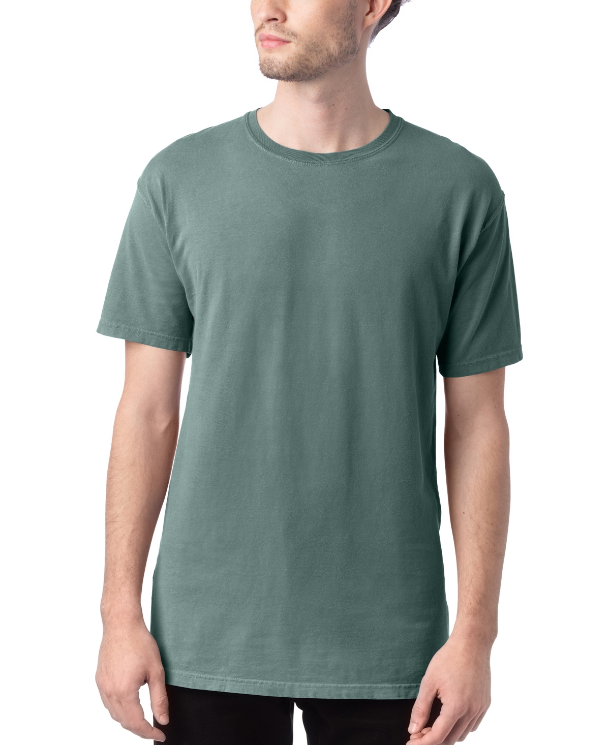 Shop Hanes Unisex Garment Dyed Cotton T-shirt In Green