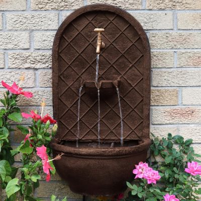 Messina 26-Inch Polystone Outdoor Solar Wall Fountain - Bronze Finish