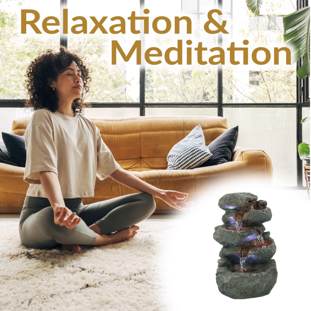 Sunnydaze Decor Stacked Rocks Polyresin Indoor Water Fountain with Led -