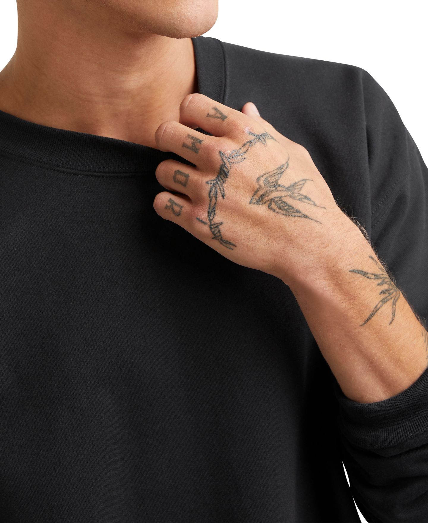 Мужская толстовка Hanes Ultimate Heavyweight Fleece Crewneck, цвет: Чёрный — фото 4
