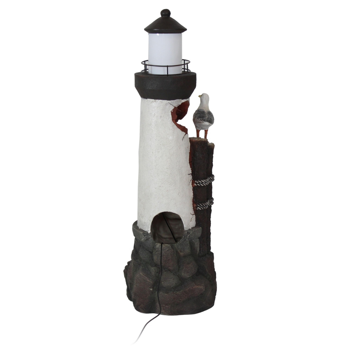 Sunnydaze Decor Gull's Cove Lighthouse Water Fountain with Led Lights -
