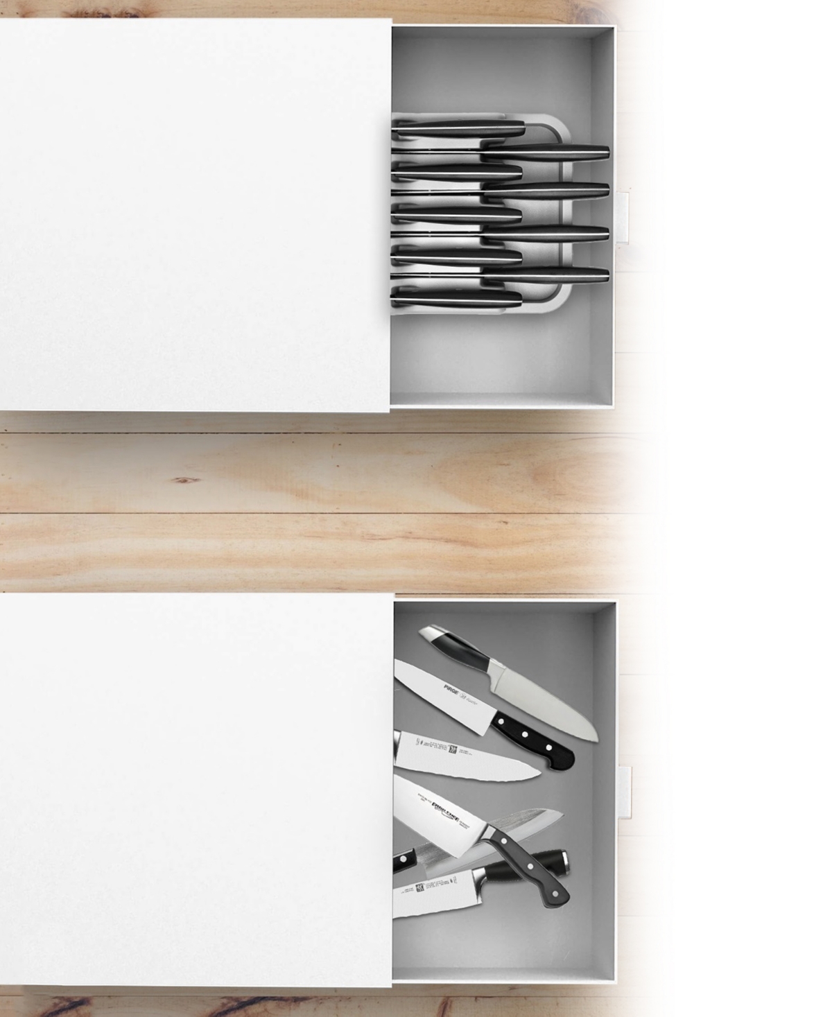 Cheer Collection Kitchen Drawer Knife Organizer In Grey