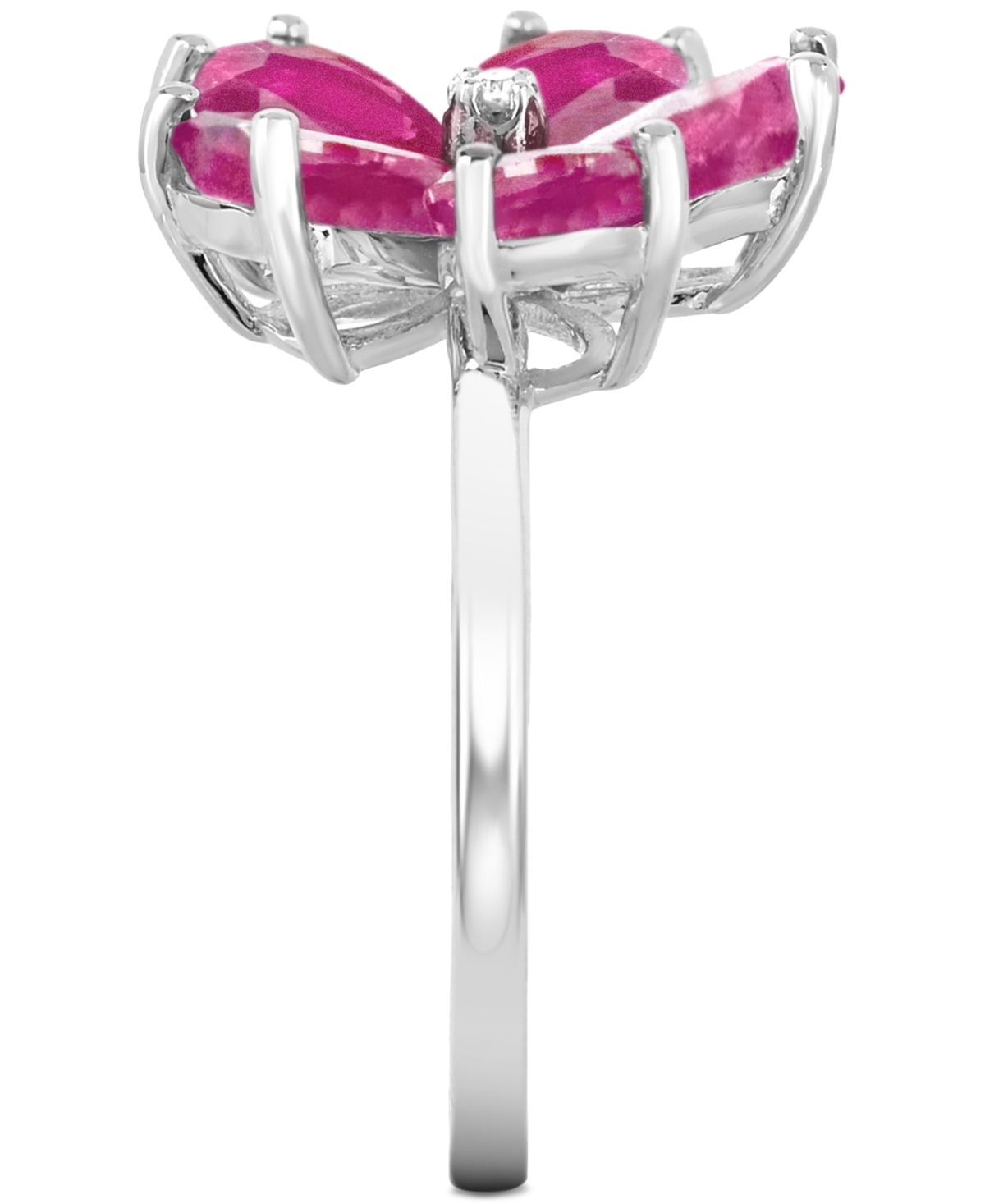 Macy's Lab-grown Ruby (3-3/4 Ct. T.w.) & Diamond Accent Flower Ring In Sterling Silver In Ruby