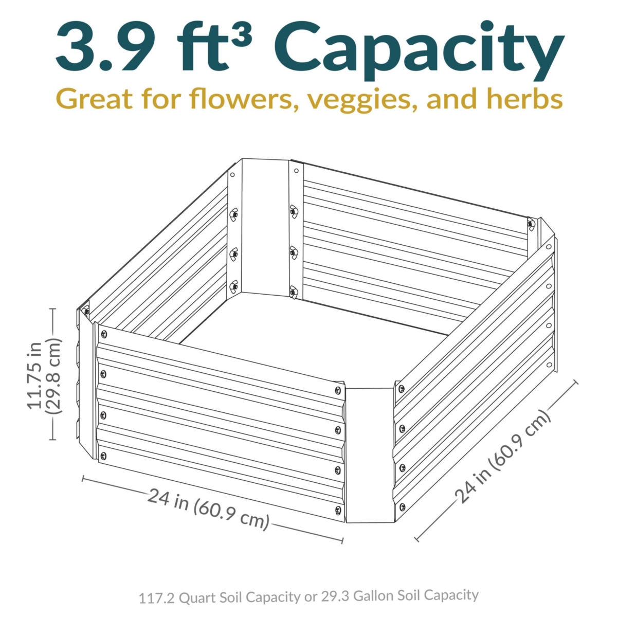 Sunnydaze Decor Galvanized Steel Square Raised Garden Bed - -- Brown