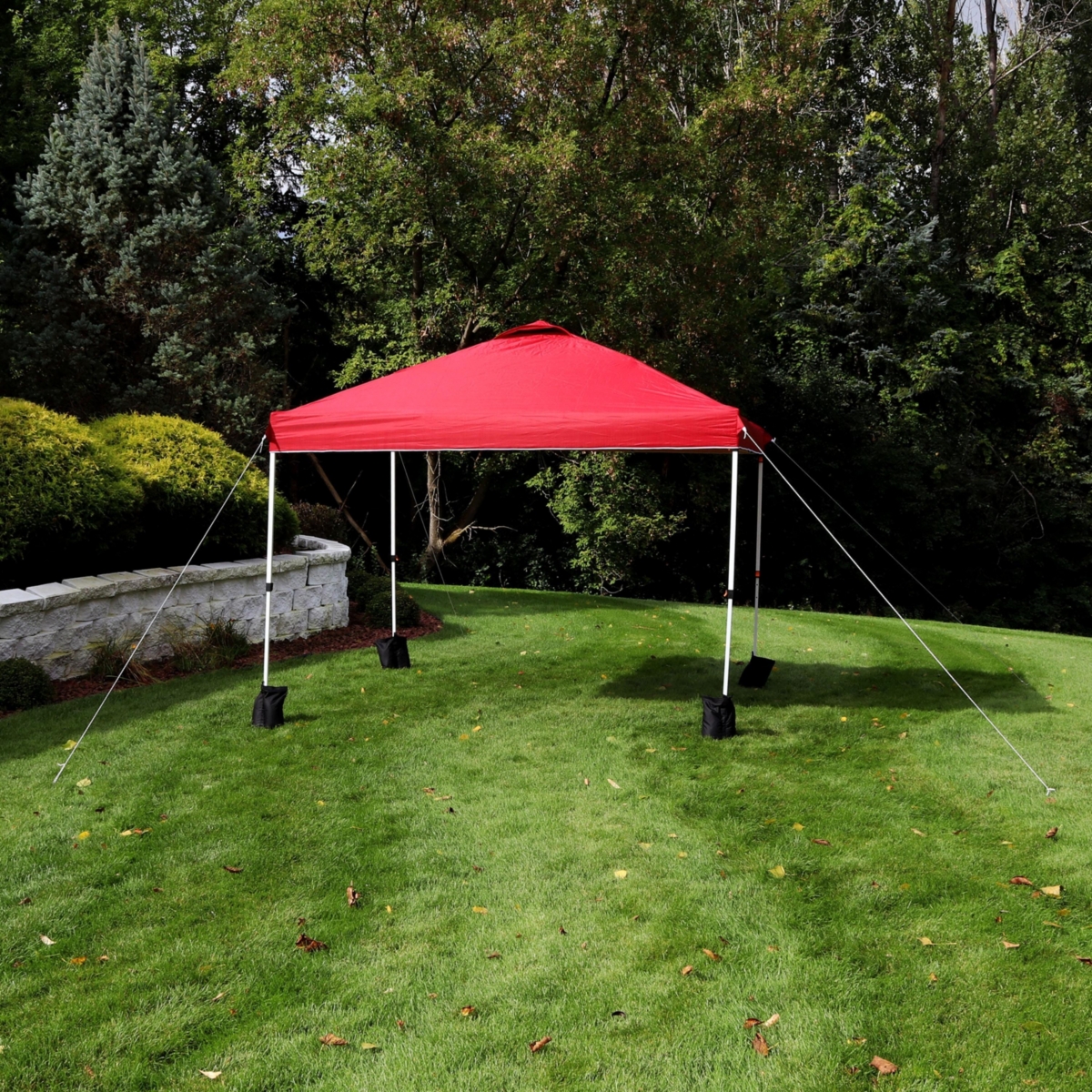 Sunnydaze Decor Premium Pop-Up Canopy with Sandbags - x -- Red