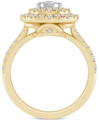 Diamond Pear Double Halo Engagement Ring (1 ct. t.w.) in 14k Gold
