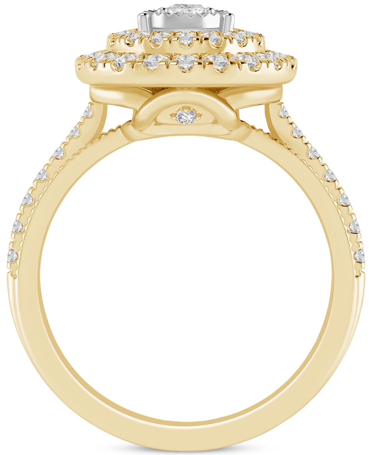 Macy's Diamond Pear Double Halo Engagement Ring (1 Ct. T.w.) In 14k Gold In Yellow Gold