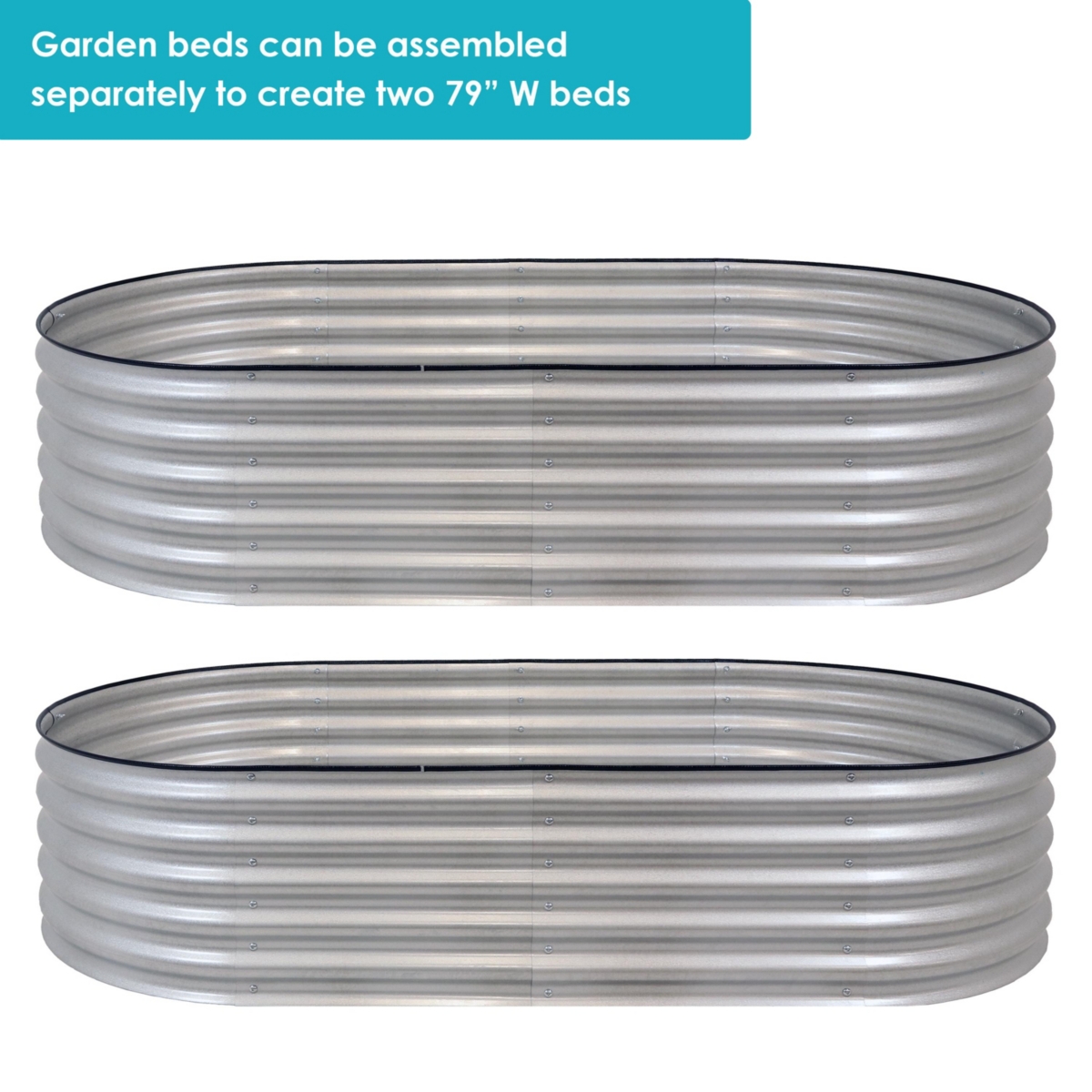 Sunnydaze Decor Galvalume Steel Oval Raised Garden Bed -- x - Silver