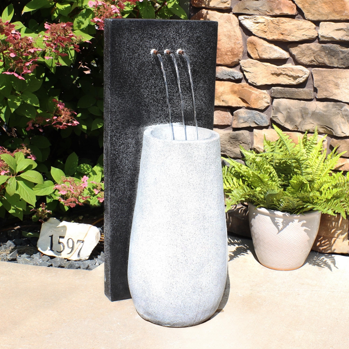 Sunnydaze Decor Three Stream Monterno Water Fountain with Led Lights -