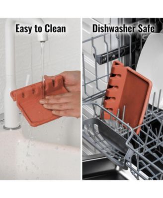 Silicone Utensil Rest with Drip Pad for Multiple Utensils