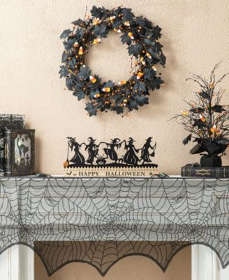 18"L Halloween Wooden Metal Dancing Witch Silhouette Countdown Table Sign