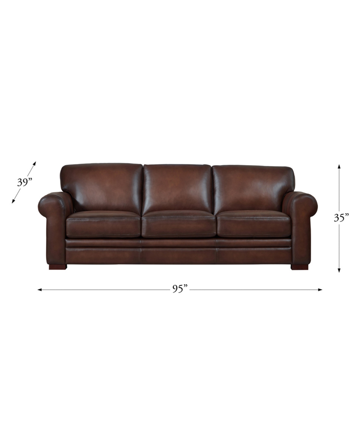 Brookfield 95" Top Grain Leather Sofa Couch
