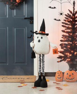 38"H Lighted Halloween Fabric Ghost Standing Decor, With Telescoping Legs and Timer