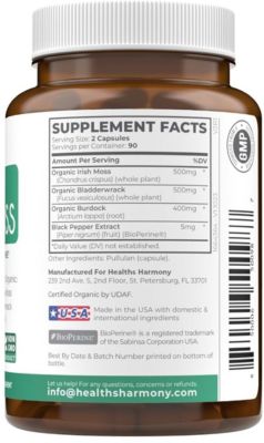 Advanced Irish Sea Moss Capsules, Digestive & Immune System Support, Health's Harmony, 180ct