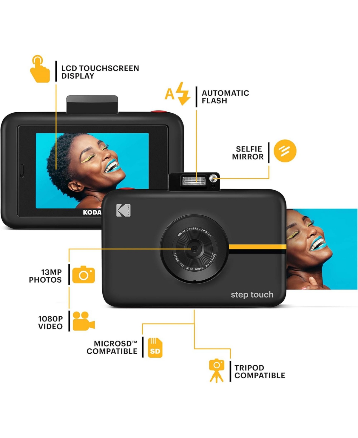 Kodak Step Touch 13MP Digital Camera & Instant Printer w/3.5” Lcd Display