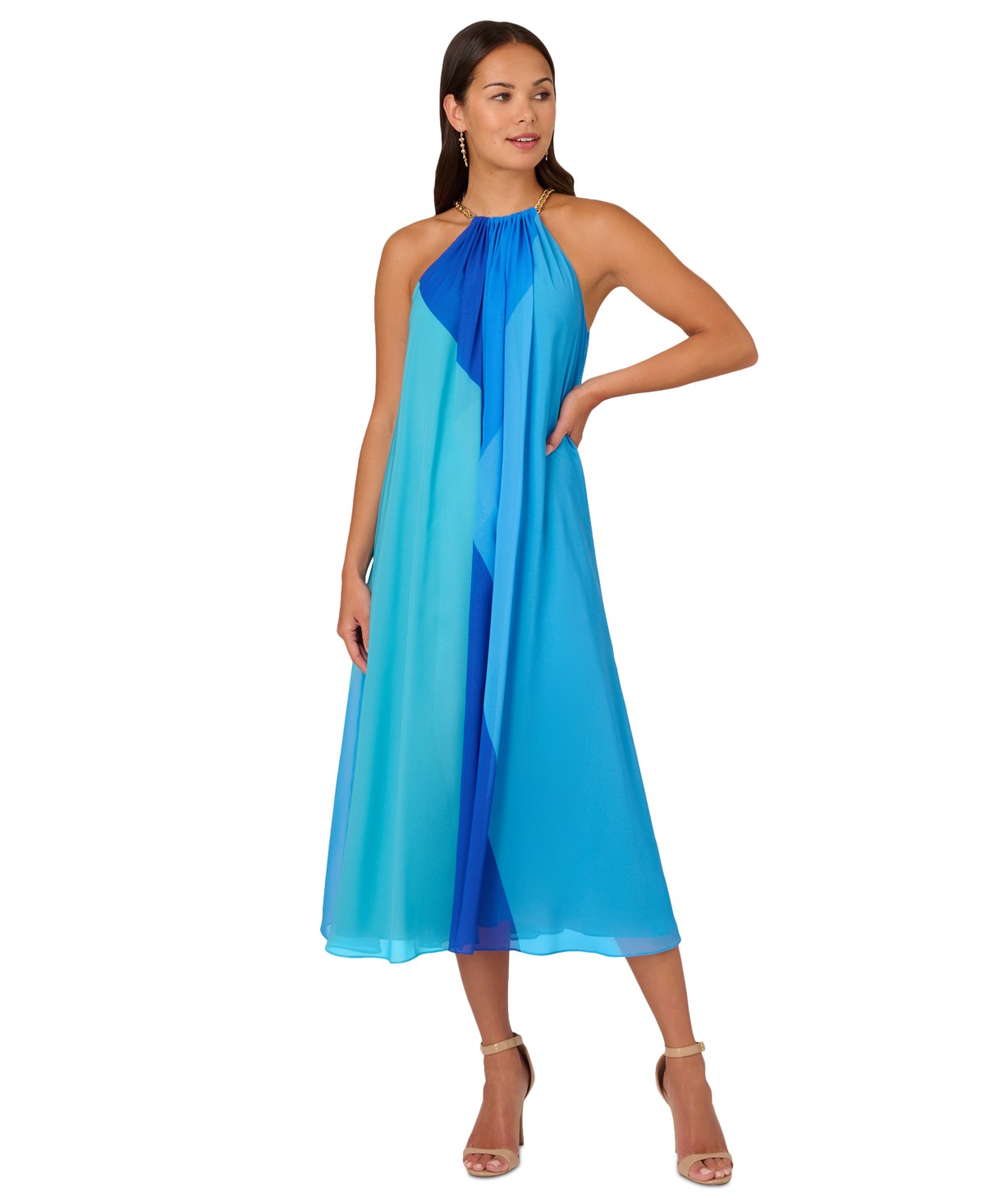 Женские платья Adrianna Papell Women's Colorblocked Halter Dress — фото 9