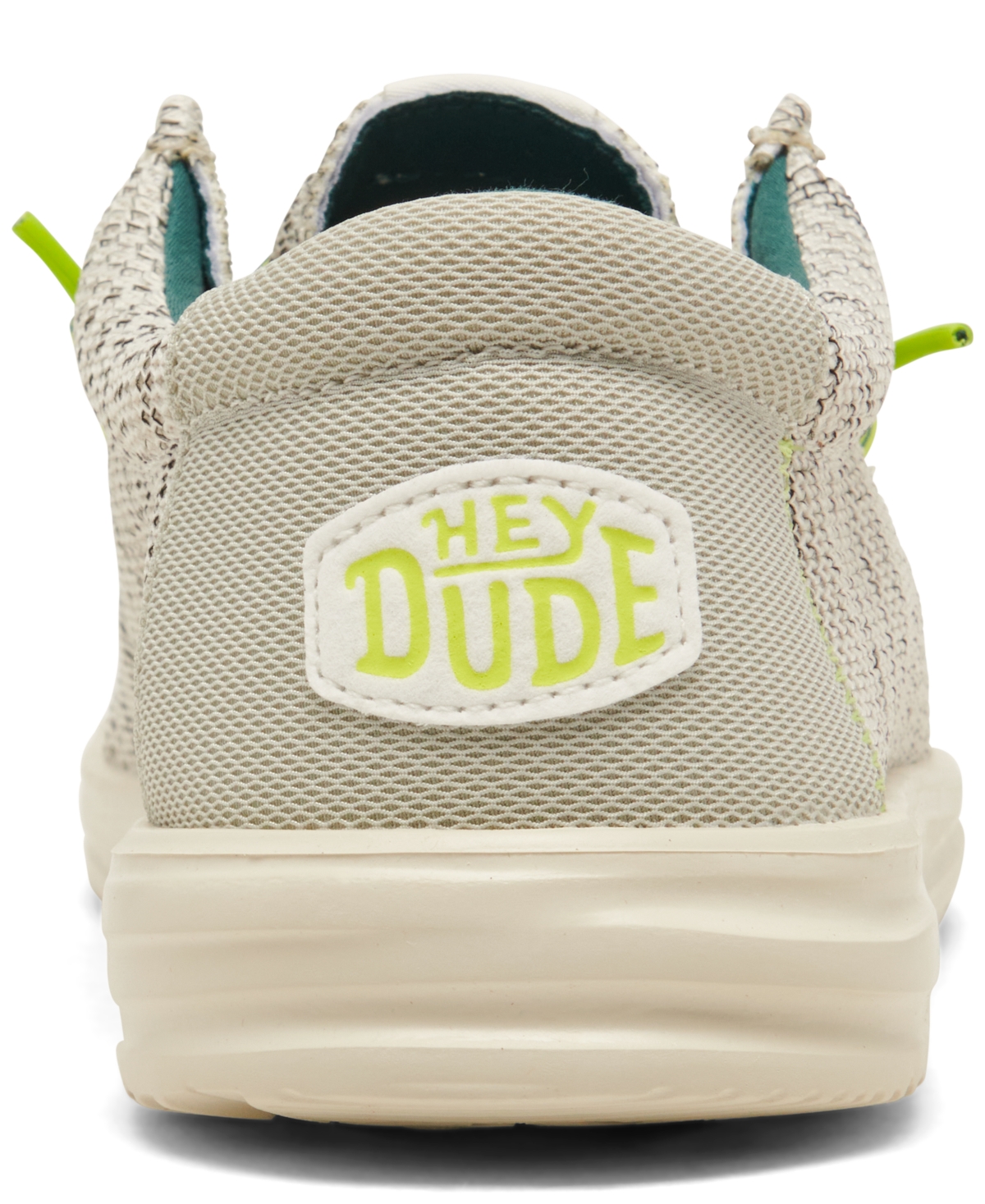 Shop Hey Dude Men's Wally H2o Mesh Slip-on Casual Mocassin Sneakers From Finish Line In White,lime Punch
