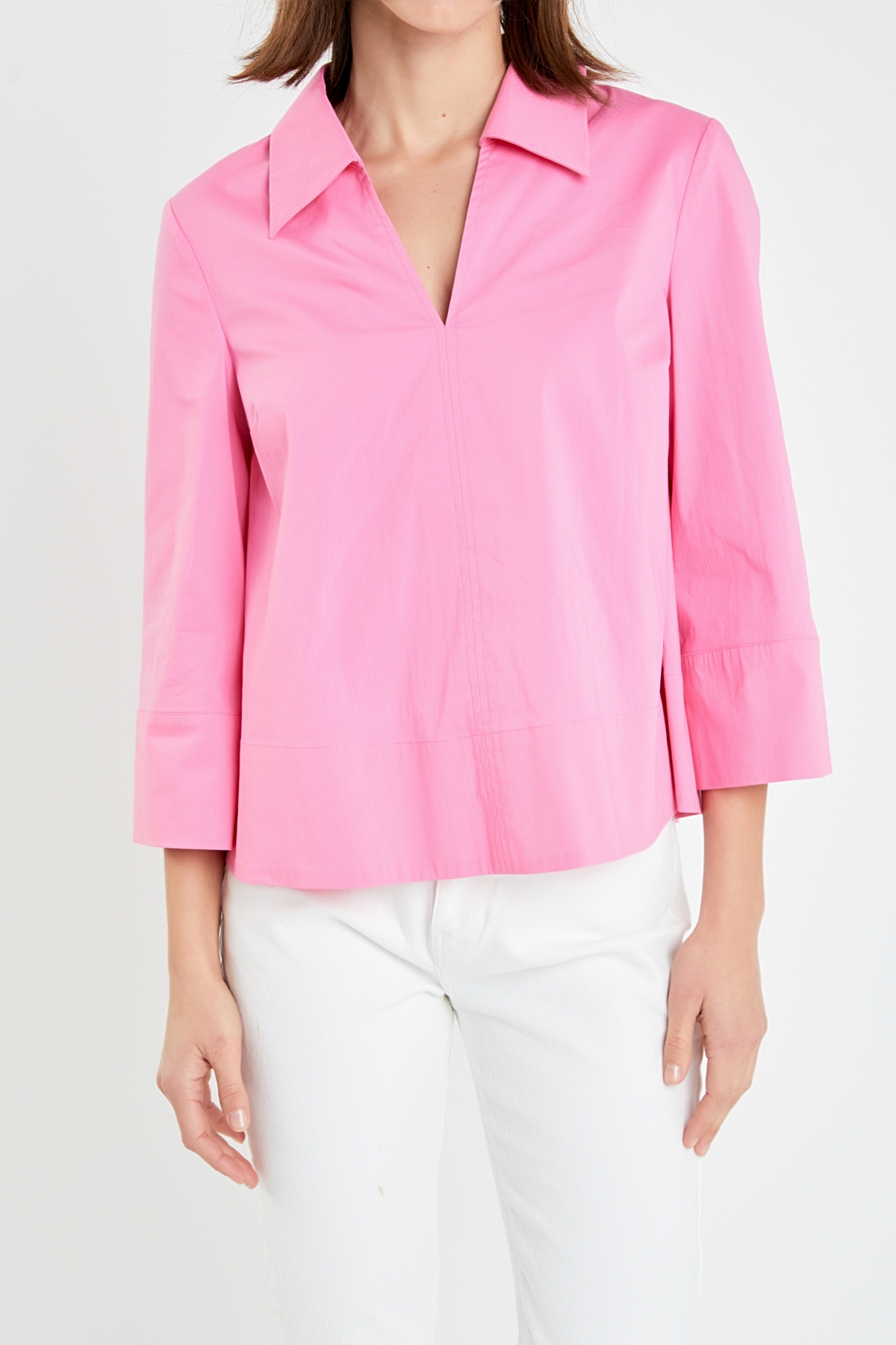 Women's A-Line Kaftan Collar Top - Pink