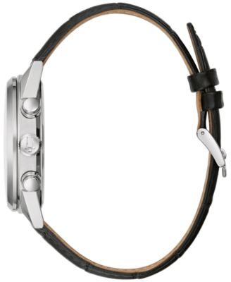 Bulova Men's Chronograph High Precision Black Leather Strap Watch 42mm