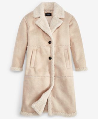 BCBGMAXAZRIA Women's Single-Breasted Faux-Shearling Coat