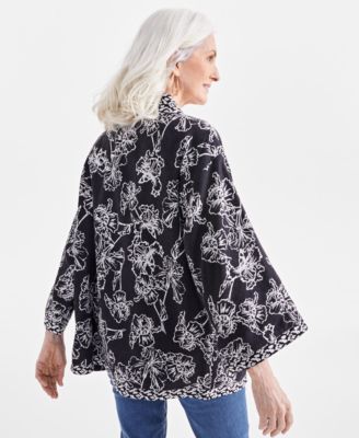 Style & Co Women's Printed Linen Blend Reversible Kimono