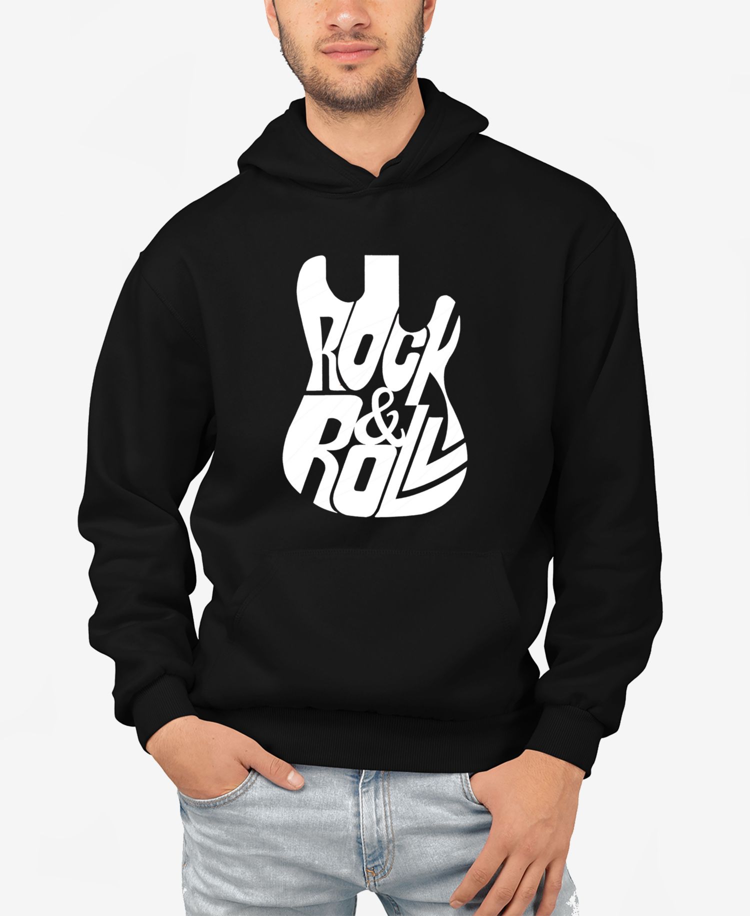 Rock And Roll Guitar - Men's Word Art Hooded Sweatshirt