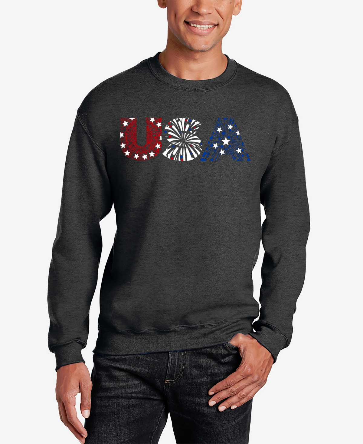 La Pop Art Usa Fireworks - Men's Word Art Crewneck Sweatshirt