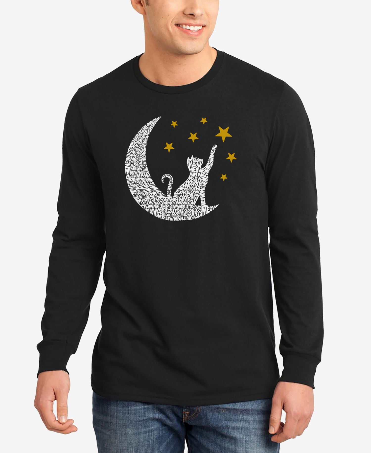 Cat Moon - Men's Word Art Long Sleeve T-Shirt