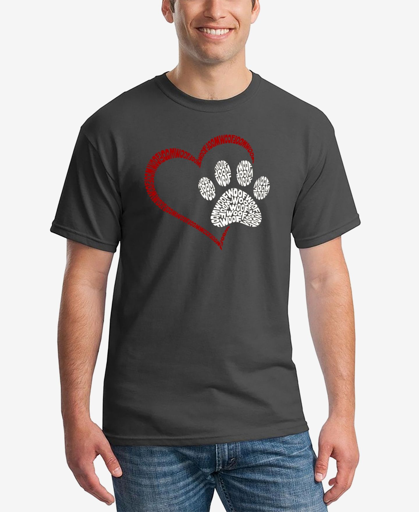 Мужская футболка LA Pop Art Paw Heart - Word Art, цвет: Чёрный — фото 6