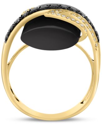 EFFY&reg; Onyx & Diamond (3/8 ct. t.w.) Orbital Statement Ring in 14k Gold