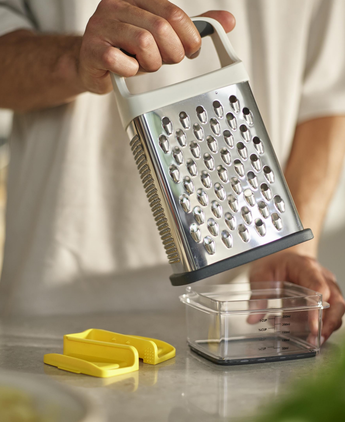 Joseph Joseph Multi-grip Box Grater With Precision Food Grip And Base In White