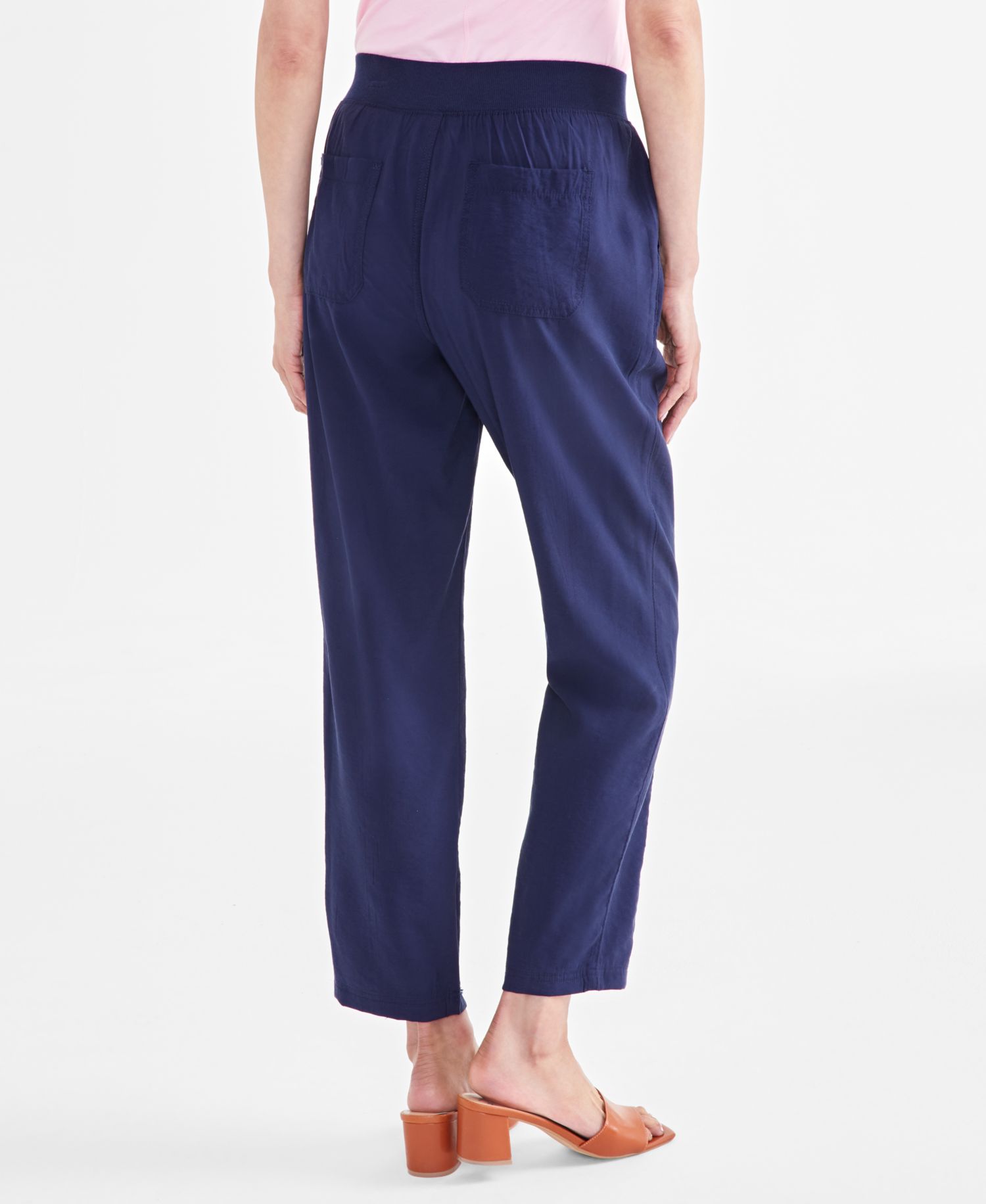 Women's Mid-Rise Pull On Straight-Leg Ankle Pants