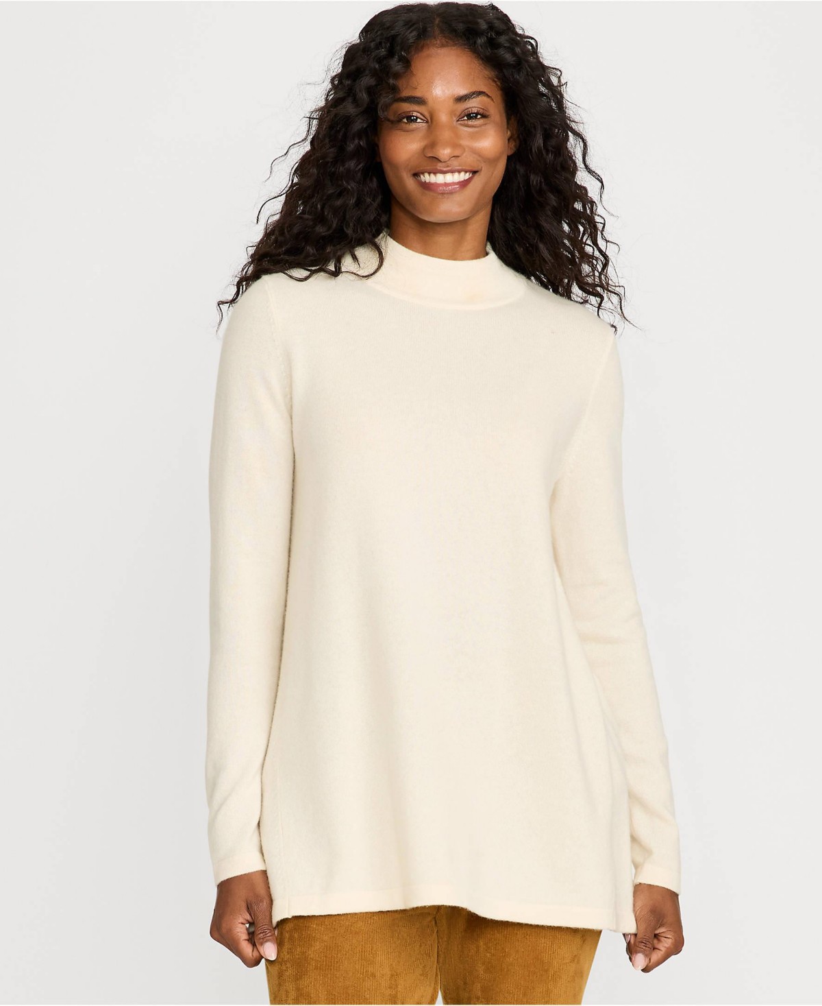 Женские Lands' End Women's Cashmere Mock Neck Swing Tunic Sweater — фото 1