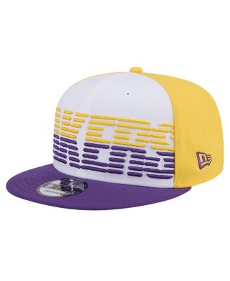 Men's White/Purple Los Angeles Lakers Throwback Gradient Tech Font 9fifty Snapback Hat