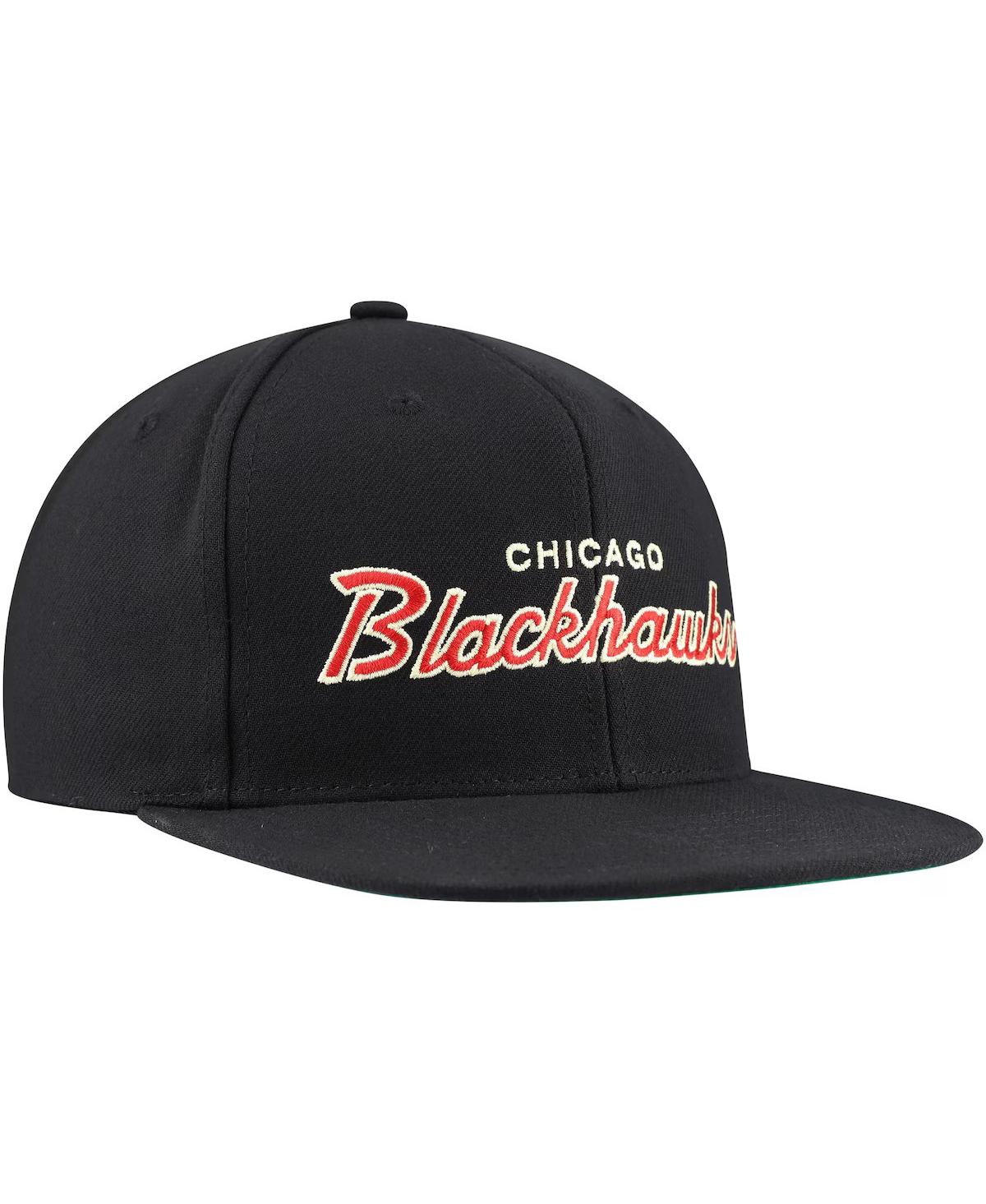 Mitchell & Ness Mitchell Ness Men's Black Chicago Blackhawks Core Team Script 2.0 Snapback Hat In Black