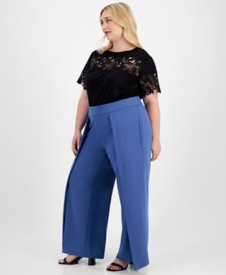 Anne Klein - Plus Size Flyaway Cool Crepe Wide-Leg Pull-On Pants