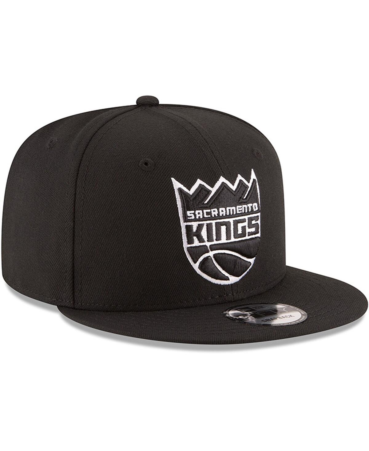 Shop Lids New Era Men's Black Sacramento Kings Black White Logo 9fifty Adjustable Snapback Hat