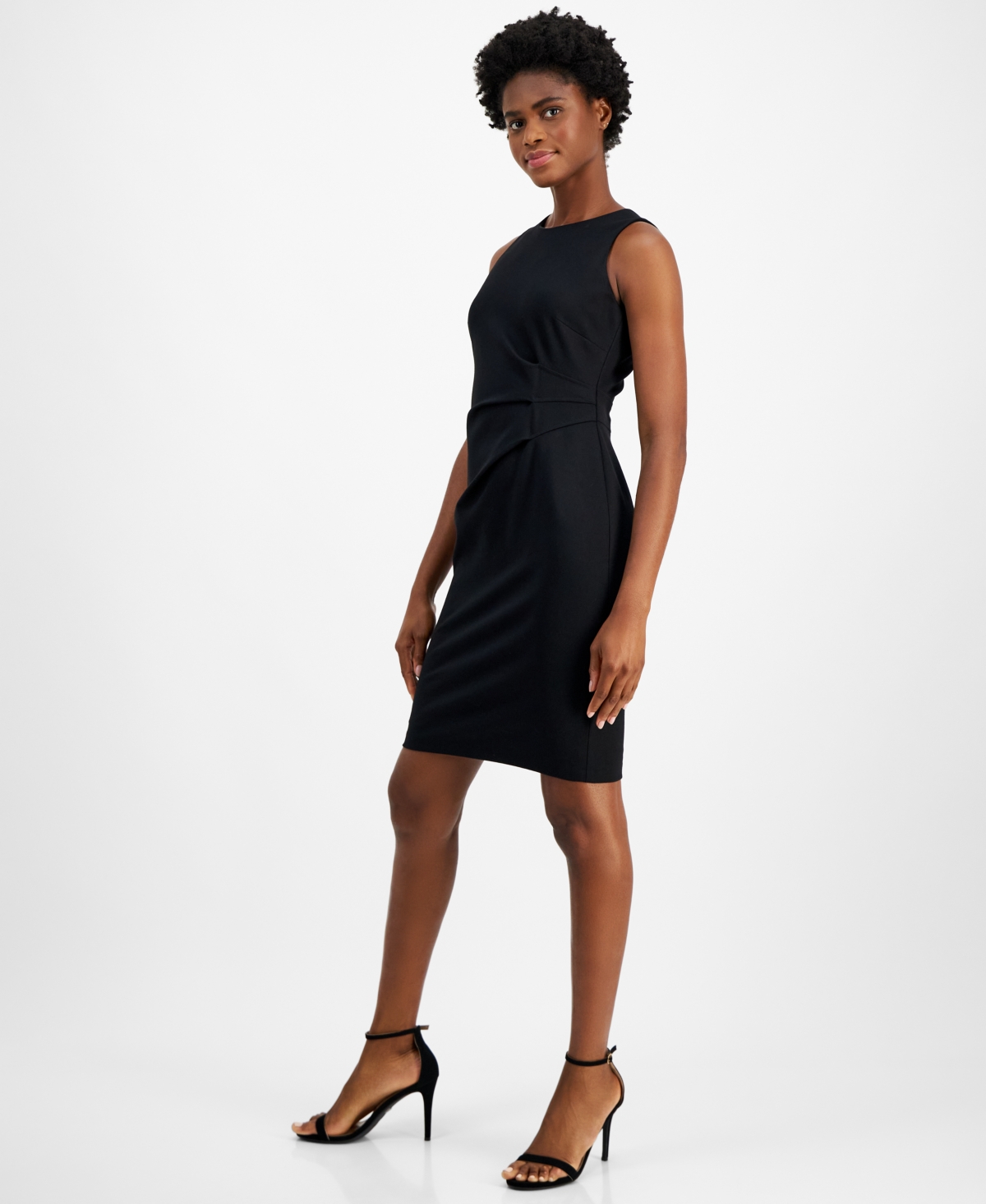 Anne Klein Women's Round-Neck Side-Pleat Dress