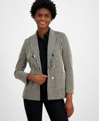 Anne Klein Women's Houndstooth Jacquard Blazer - Macy's