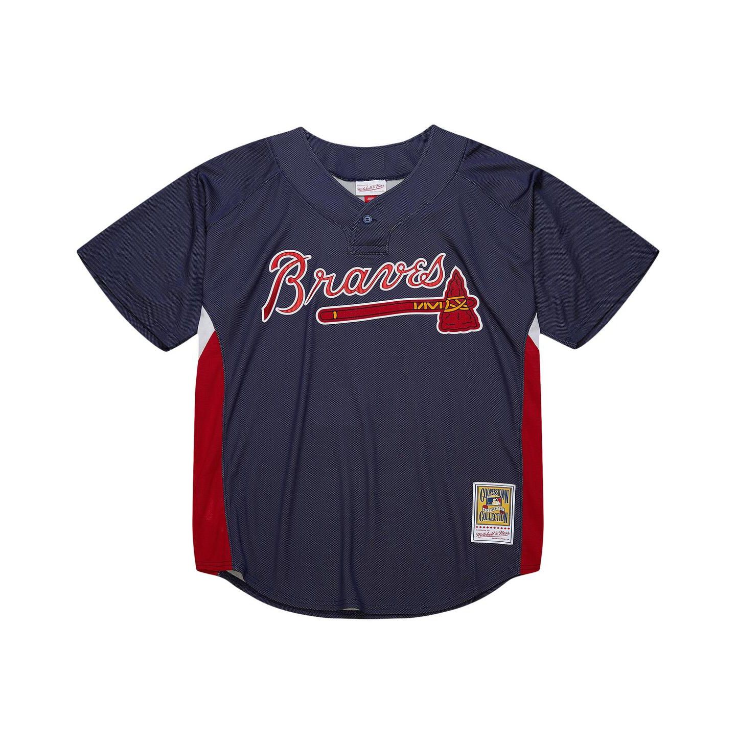 Мужской топ Mitchell & Ness Mitchell Ness Chipper Jones Navy Atlanta Braves Cooperstown Collection 2007 Batting Practice Jersey — фото 2