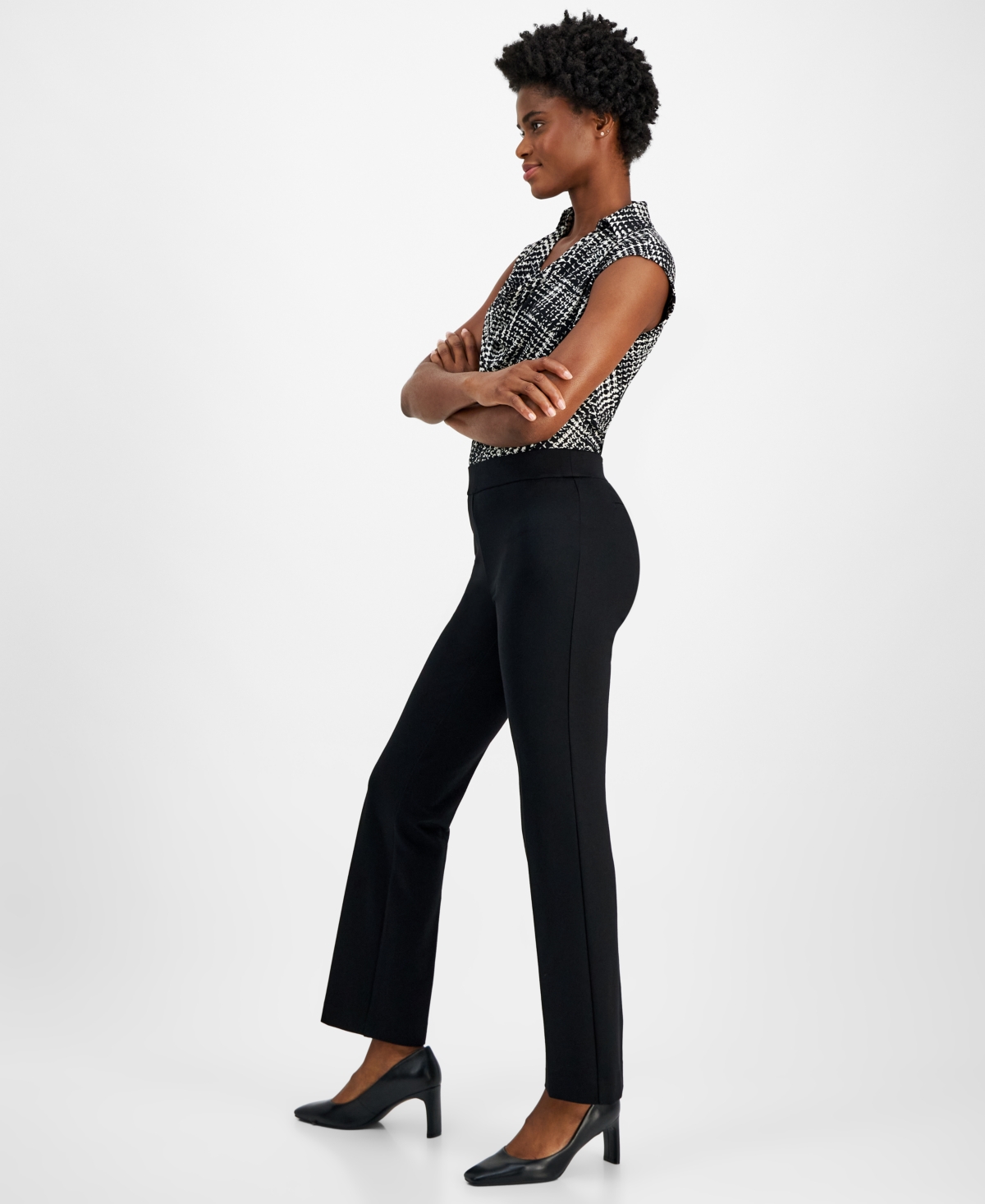Anne Klein Women's Mid Rise Pull-On Bootleg Pants