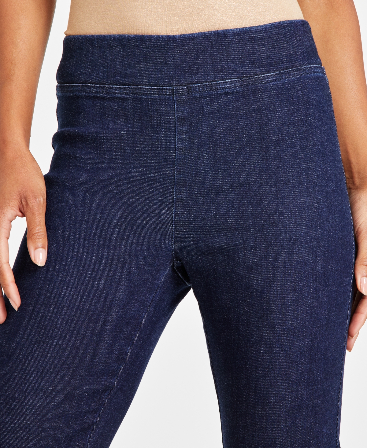 Anne Klein Women's High-Rise Pull-On Flare-Leg Jeans