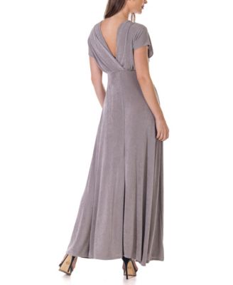 Flutter Sleeve Metallic Knit Maxi Dress