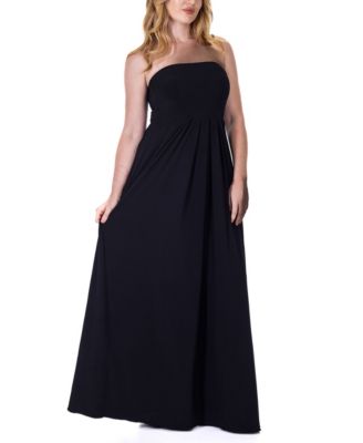Pleated A Line Strapless Maxi Pocket Dress
