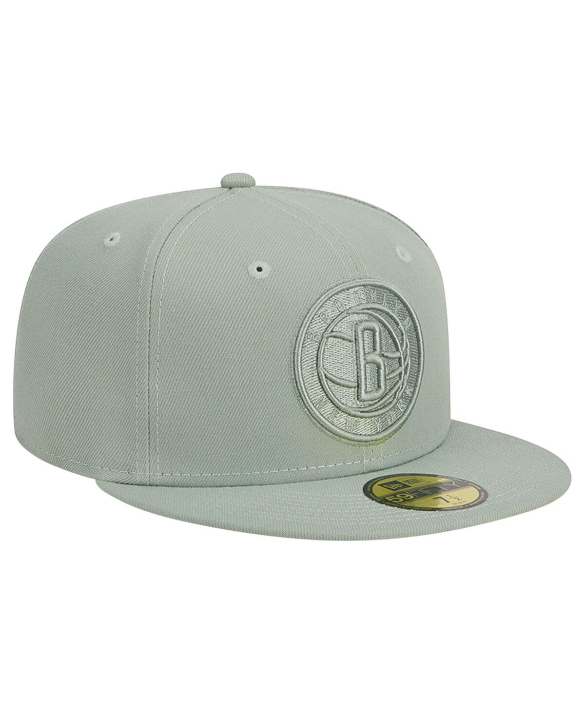 NEW ERA MEN'S LIGHT GREEN BROOKLYN NETS SAGE COLOR PACK 59FIFTY FITTED HAT 