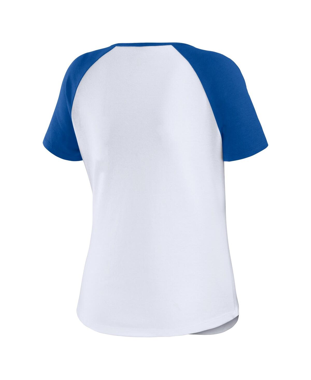 Shop Wear By Erin Andrews Women's  White Florida Gators Baseball Logo Raglan Henley T-shirt