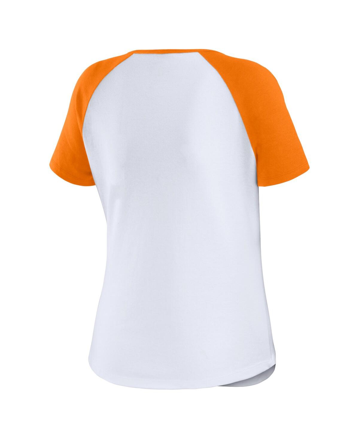 Shop Wear By Erin Andrews Women's White Tennessee Volunteers Baseball Logo Raglan Henley T-shirt