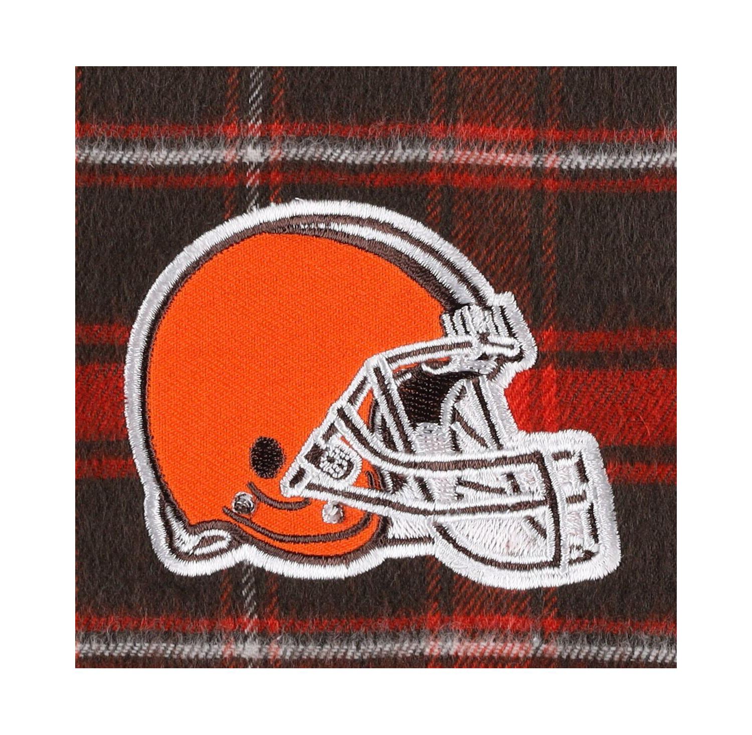 Women's Brown Cleveland Browns Plus Size Badge T-Shirt Flannel Pants Sleep Set